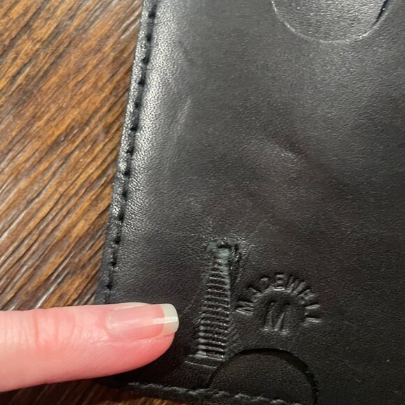 Flawed Madewell Black Leather Card Case w/ Magnet Money Clip Wallet Men's NI342 - Picture 2 of 12